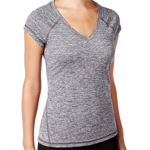 New Ideology Rapidry Performance V Neck Tee Large Grey Heathered Short Sleeve - Picture 1 of 9